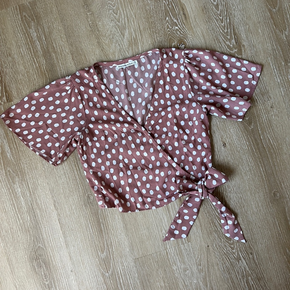 Abercrombie & Fitch Polka Dot Wrap Top - Pink